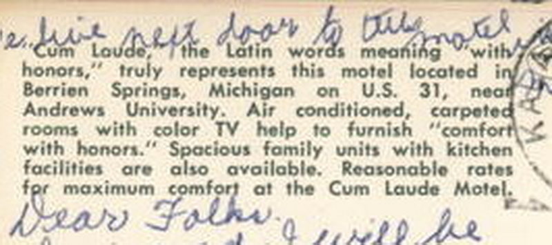Village Inn Motel (Cum Laude Motel) - Vintage Postcard
